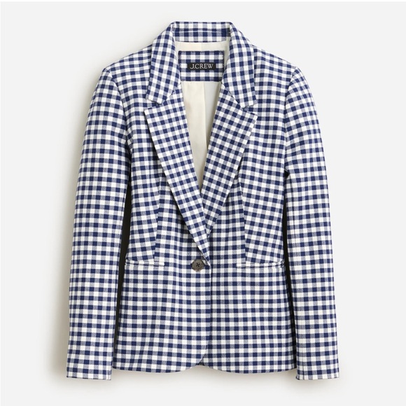 J.Crew  Navy & White Gingham Blazer - Picture 2 of 5